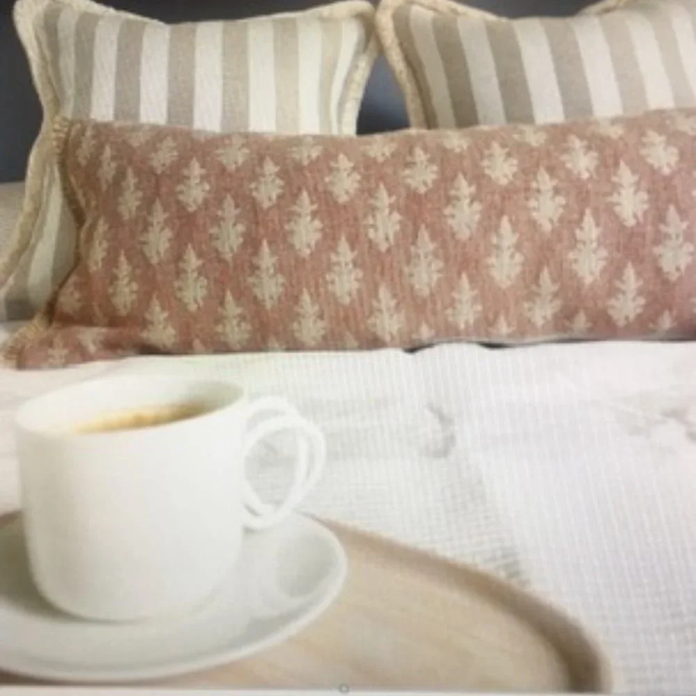 Large Lumbar Pillowcase 14x36 Red & Beige